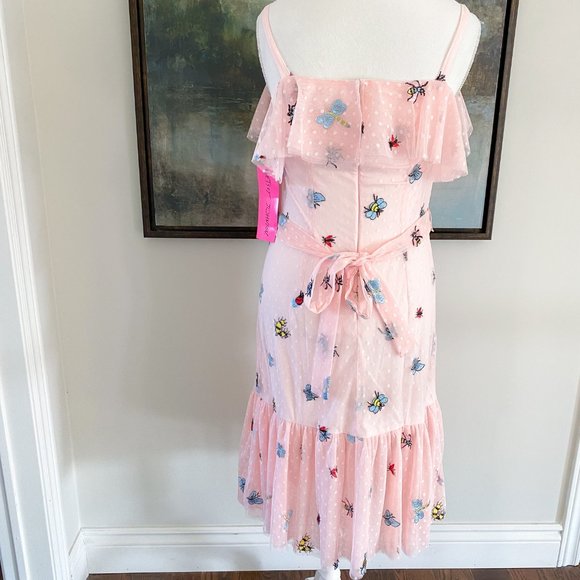 Betsey Johnson - Embroidered Pink Cottagecore Zip Dress - Picture 6 of 16